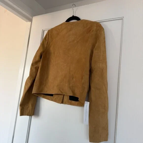 Reformation Veda Reed Jacket In Parmesan Suede Leather Sz Small